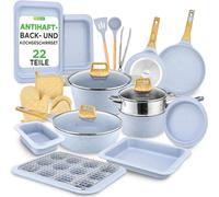 Ensemble NutriChef comprenant 22 ustensiles de cuisine et de pâtisserie | Collection professionnelle pour la maison comprenant des casseroles et des poêles de différentes tailles, des ustensiles antia
