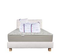 Ensemble OrganicCoton 160x200 + sommier beige + tête de lit
