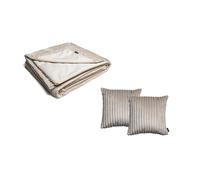 Ensemble OSLO avec plaid 140 x 180 cm + 2 coussins beige 45x45 BOBOCHIC 45x45 Beige