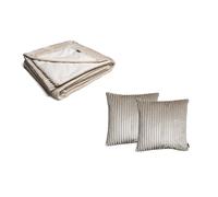 Ensemble OSLO avec plaid 140 x 180 cm + 2 coussins beige 60x60 BOBOCHIC 60x60 Beige