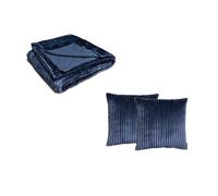Ensemble OSLO avec plaid 140 x 180 cm + 2 coussins bleu 60x60 BOBOCHIC 60x60 Bleu