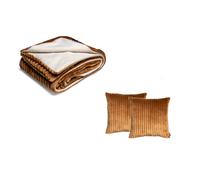 Ensemble OSLO avec plaid 140 x 180 cm + 2 coussins jaune 45x45 BOBOCHIC 45x45 Jaune