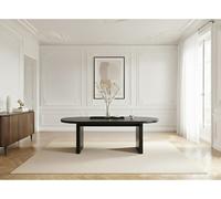 Ensemble PABLO avec table à manger ovale 220 cm placage noyer + chaises TANYA tissu texturé noir BOBOCHIC Noir