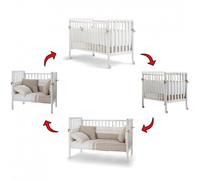 Ensemble Pali Flippy Blanc (Lit Bébé Trasformable en Berceau + 2 Matelas + Couette Tour de Lit)