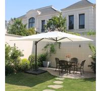 Ensemble Parasol Écru 3x4m Et 4 Dalles À Lester Beige