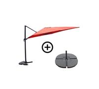 Concept Usine – Ensemble parasol Palatino terracotta 3x3 m, 4 dalles à lester