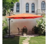 Ensemble Parasol Terracotta 3x4m Et 4 Dalles À Lester Orange