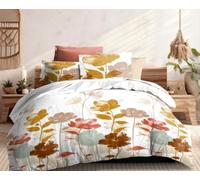 Ensemble Parure de draps 4 Pieces 100% Coton 57 Fils/m2-1 Drap Plat 240x 300 cm + 1 Drap Housse 140 x 190 cm + 2 taies d'oreilers 65 x 65 cm Tissage trés serré 2 Personnes Haute Qualité (dryrosa)