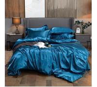 Ensemble Parure de lit Satin , 220x240cm Lisse Housse de Couette avec 2 Taies d'oreillers 55*83cm + 1 Drap 230*240CM, Couleur I