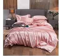 Ensemble Parure de lit Satin , 220x240cm Lisse Housse de Couette avec 2 Taies d'oreillers 55*83cm + 1 Drap 230*240CM, Couleur L