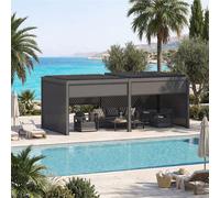 Ensemble pergola bioclimatique EVONIS avec 6 stores x 3 m - Structure en acier inoxydable et aluminium Hespéride