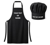 Ensemble personnalisé toque de chef et tablier avec nom personnalisé ou texte brodé, tablier de barbecue et toque de chef professionnel