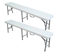 Ensemble pique-nique salon de jardin pliant : 2x banc mesurant 183 x 28 x 43 cm, en blanc, mobilier auxiliaire et multifonctionnel, pour l'extérieur