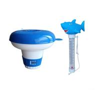 Ensemble Piscine pour requin Therm Flottant Doseur ABS Ensemble | Thermomètre ludique 21cm, design pour requin , lecture pour facile, ABS , idéal familles