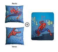 Ensemble plaid et coussin - SPIDERMAN HERO - Bleu - 110x140 + 40x40 cm