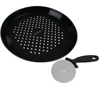 Ensemble Plaque à Pizza Perforée et Roulette FACKELMANN PROFESIONAL, 32 cm, Acier Revêtement Antiadhésif, Acier Inoxydable