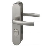 Ensemble poignées de sécurité pour porte d'entrée, béquille double, entr'axe de fixation 216mm, aspect inox - THIRARD
