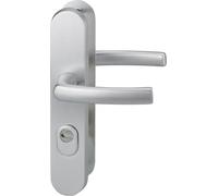 Ensemble poignées de sécurité pour porte d'entrée, béquille double, entr'axe de fixation 216mm, argent - THIRARD