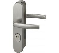 Ensemble poignées de sécurité pour porte d'entrée, béquille double, entr'axe de fixation 216mm, aspect inox - THIRARD