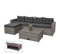 Ensemble Poly Rotin Hwc-J34, Ensemble Balcon/Jardin/Salon Gris, Coussins Gris Foncé Gris