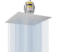 Ensemble Pomme de Douche et Filtre Voolan pour Pluie, Pomme de Douche Haute Pression en Acier Inoxydable, Cartouche Filtrante Adoucissante pour Eau Dure (25cm, Carré)