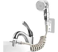 Ensemble Pommeau Douche pour Lavabo, Pomme de Douche Évier Mural, Robinet Rinser Set avec Adaptateur de Robinet, Douche Salle de Bain Avec Tuyau Télescopique, pour Laver Cheveux ou Nettoyer le Lavabo