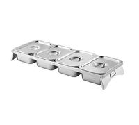 Ensemble Porte-Épices Professionnel, Porte-Condiments De Comptoir Avec Poignée, Assiette Combinée À Pizza En Acier Inoxydable Pour Hôtel, Réception, Fromage, Sauce, Laitu,Silver-b-80.2x27x10cm