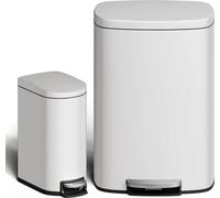 Ensemble poubelles 50 l + 10 l - Poubelle à pédale - Acier inoxydable - Seau intérieur - Avec couvercle - Sans contact - Rouge