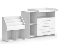 Ensemble pour chambre d Vicco Oskar Blanc 2 pièces, avec commode à langer et bibliothèque, Model 41625