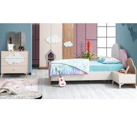 Ensemble pour chambre d'enfant Lit d'enfant Table de chevet Commode Meubles de qualité supérieure Rose Moderne