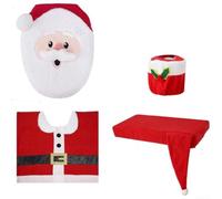 Ensemble pour décor Noël Salle de Bain Couvercle Toilette Tapis Père | Matériau doux réutilisable Thème festif couleur Comprend housse réservoir et boîte à mouchoirs
