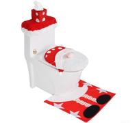 Ensemble pour décor Noël Salle de Bain Couvercle Toilette Tapis Père | Matériau doux réutilisable Thème festif couleur Comprend housse réservoir et boîte à mouchoirs