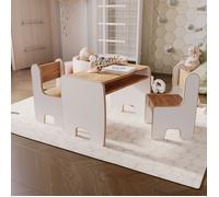 Ensemble pour enfant TIMI table et 2 chaises MDF - couleur blanche/chêne craft doré