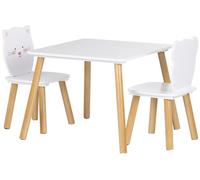 Ensemble pour enfants Chipolino - Table avec deux chaises, MDF, ours et chat