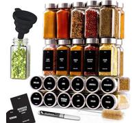 Ensemble pour herbes aromatiques composé de 24 récipients en verre - Égouttoir en verre et buses avec brosse de nettoyage en forme d'entonnoir - Ensemble pour herbes aromatiques de 120 ml, récipients 