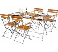 Ensemble pour jardin de brasserie : table pliante + 4 chaises pliantes avec accoudoirs 120 x 60 cm