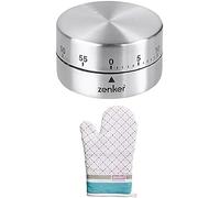 Ensemble pour pâtisserie contenant un minuteur de cuisine magnétique 1h en acier Zenker et un gant de cuisine en coton Zenker