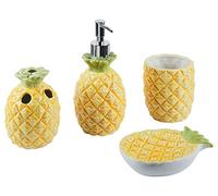 BELIANI Ensemble d'accessoires de salle de bain jaune distributeur de savon moderne contenant de savon contenant de brosse à dents
