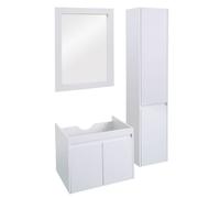 Ensemble pour salle de bain HWC-L86, lavabo miroir mural armoire murale meuble de salle de bain, MVG mélaminé blanc