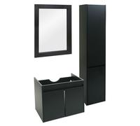 Ensemble pour salle de bain HWC-L86, lavabo miroir mural armoire suspendue meuble de salle de bain, MVG mélaminé noir