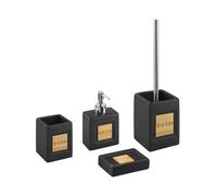 Ensemble pour Salle de Bain Lot de 4 Accessoire Minimaliste en Dolomite Noir Kou