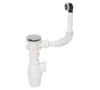 Ensemble pour vasque comprenant siphon, bonde et trop-plein, système Quick-Clac, de couleur blanche