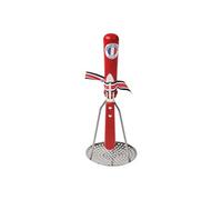 Roger Orfevre Presse-purée et éplucheur en acier inoxydable, 100% fabriqué en France, manche en bois (rouge)
