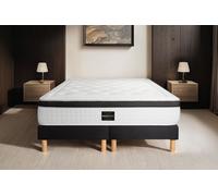 Ensemble Privilge 160 x 200 cm sommier noir - 26cm - Mmoire de forme - Moelleux - Double sommiers Noir - Avec couette et oreillers