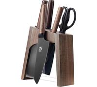Ensemble professionnel de 6 couteaux de chef japonais avec ciseaux amovibles et support en bois de noyer