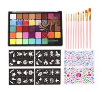 Ensemble Professionnel de de Peinture pour le Visage l Aquarelle 40 Couleurs Non Toxiques avec 10 Pinceaux 4 Pochoirs et 2 Autocollants