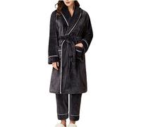 Ensemble Pyjama Femme Peignoir de Bain Robe de Chambre en Velours Loungewear Peignoir Femme avec Capuche Sexy Kimono Chemise de Nuit Courte 2 Pièces Vêtements D'Intérieur Pyjama Doux Confortables