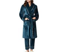 Ensemble Pyjama Femme Peignoir de Bain Robe de Chambre en Velours Loungewear Peignoir Femme avec Capuche Sexy Kimono Chemise de Nuit Courte 2 Pièces Vêtements D'Intérieur Pyjama Doux Confortables