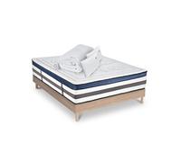 Ensemble Quintessence 180x200 cm + sommier bois + accessoires - Mousse HD mémoire - Ep. 30 cm