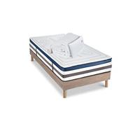 Ensemble Quintessence 90x200 cm + sommier bois + accessoires - Mousse HD mémoire - Ep. 30 cm